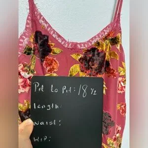 Haut Cami A.n.a Avec Bords En Velours - Imprimé Floral, Marron, Taille M, Décontracté